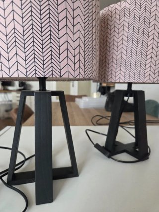 Pareja Lámparas Mesa IKEA Diseño Chevron Rosa