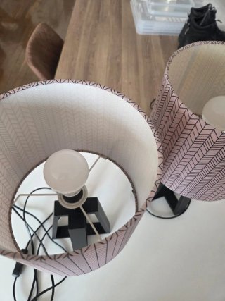 Pareja Lámparas Mesa IKEA Diseño Chevron Rosa