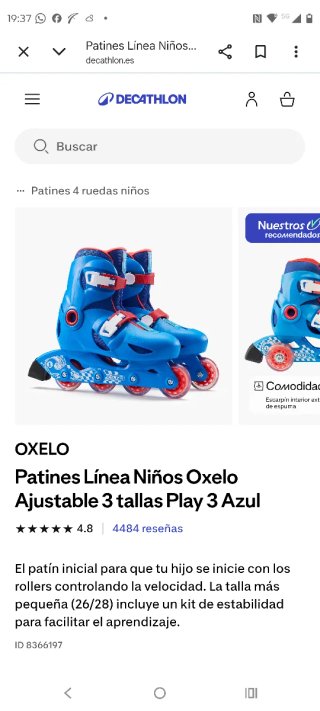 Patines Oxelo Play 3 Ajustables Niño