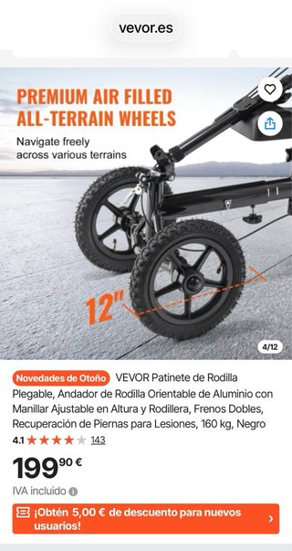Patinete rodilla ortopédico plegable