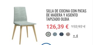 Juego de 4 sillas de comedor tapizadas. Sin usar.