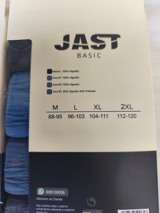 8 Calzoncillos JAST BASIC Algodón Talla M