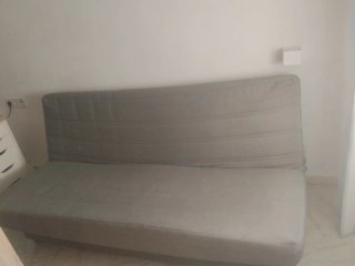 Sofá Cama Libro Gris Tela,con pequeño arcon