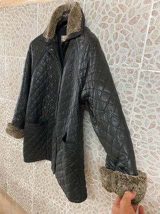 Giacca in vera pelle trapuntata morbida vintage