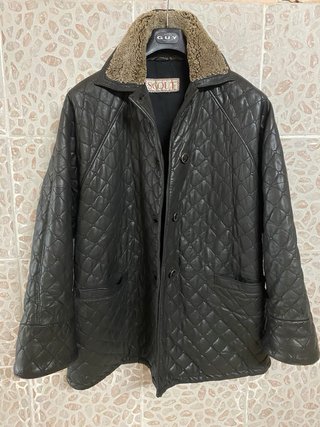 Giacca in vera pelle trapuntata morbida vintage