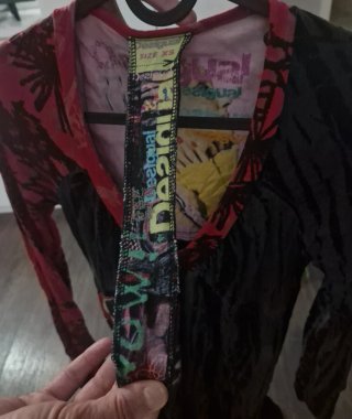 Vestido Desigual Negro y Rojo