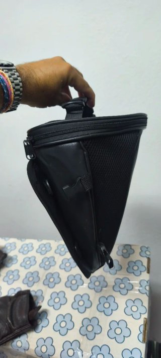 Bolsa colín moto café racer negra
