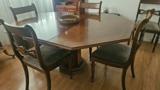 Mesa comedor extensible y 6 sillas madera