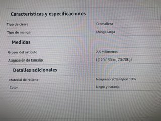 Neopreno niño naranja y negro marca Gogokids