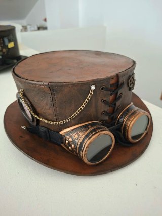 Sombrero Steampunk Adulto Marrón y Dorado