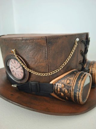Sombrero Steampunk Adulto Marrón y Dorado