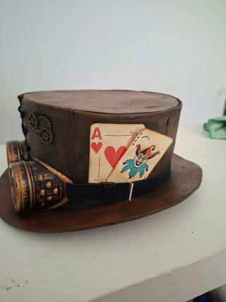 Sombrero Steampunk Adulto Marrón y Dorado