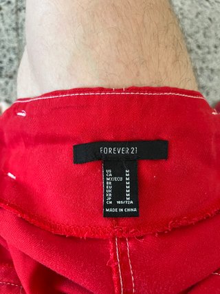 Falda mini roja Forever 21 con cinturón Talla M