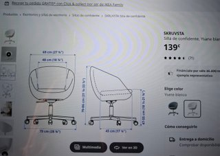 Silla giratoria Ikea Skruvsta blanca