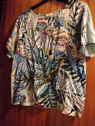 Blusa Talla M/L Estampado Hojas