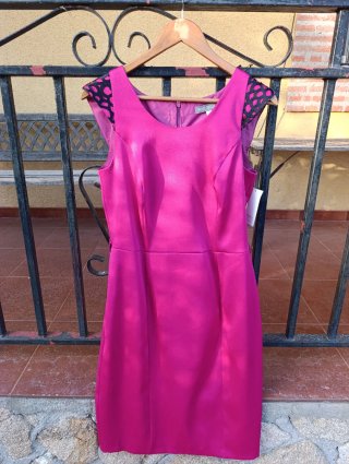 Vestido de fiesta MISS DEAN buganvilla y negro