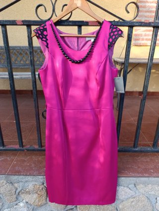 Vestido de fiesta MISS DEAN buganvilla y negro