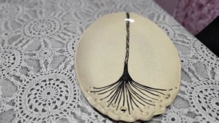 Plato ovalado cerámica artesanal diseño flor