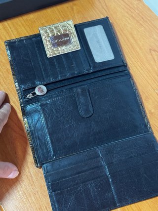 Monedero Piel Devota & Lomba Marrón y Dorado