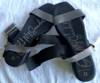 Sandalias de cuero mujer plateadas y blancas