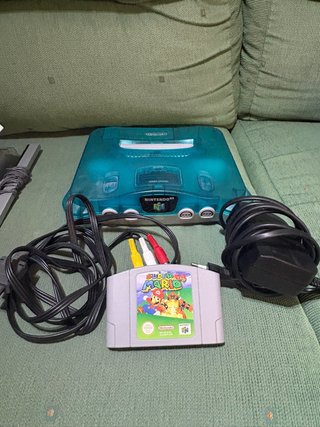 Nintendo 64 Blu Trasparente + Super Mario 64