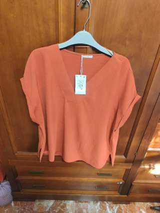 Blusa manga corta Encuentro naranja