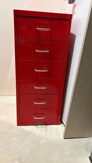 Cajonera metálica roja 5 cajones