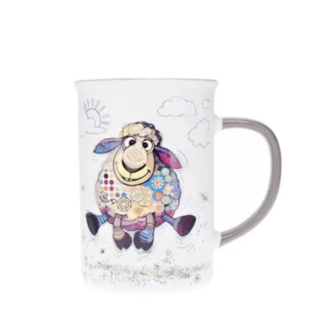 Taza cerámica oveja multicolor