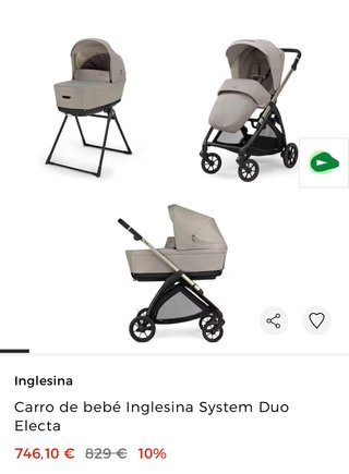 Silla de paseo Inglesina Electa System Duo, gris