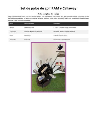 Set de Palos de Golf RAM y CALLAWAY