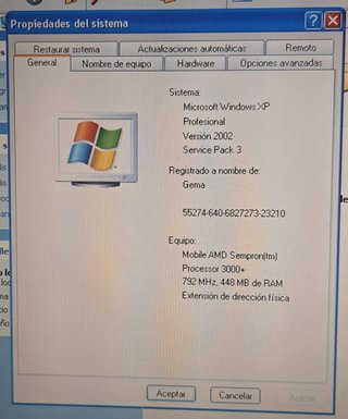 Portátil Acer Aspire 1360 con WinXP