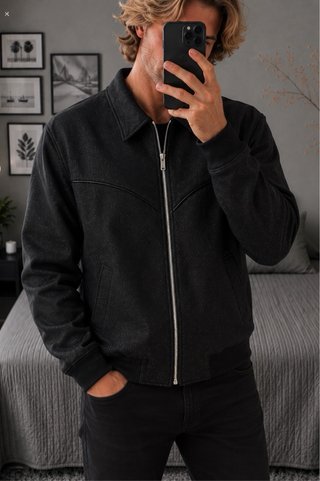 Cazadora Zara Hombre Negra Brillo Talla L