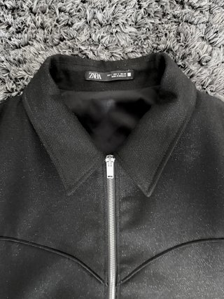 Cazadora Zara Hombre Negra Brillo Talla L