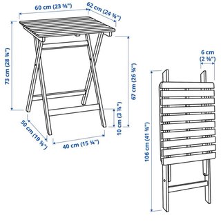 Mesa plegable exterior madera 60x62