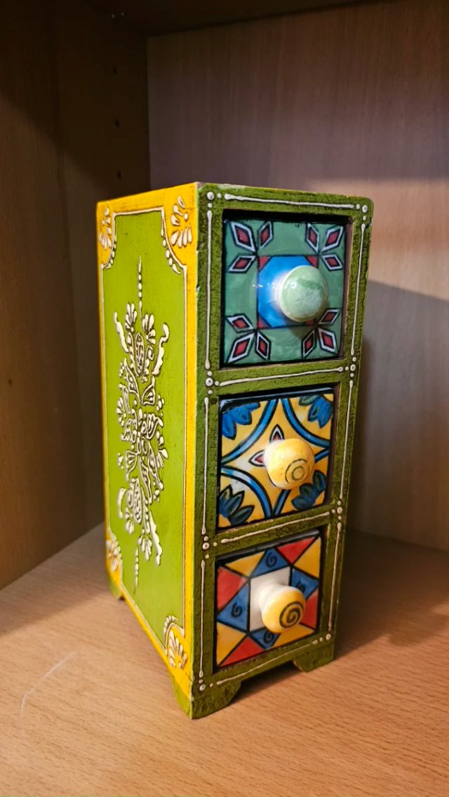 Mini cajonera joyero artesanal 3 cajones