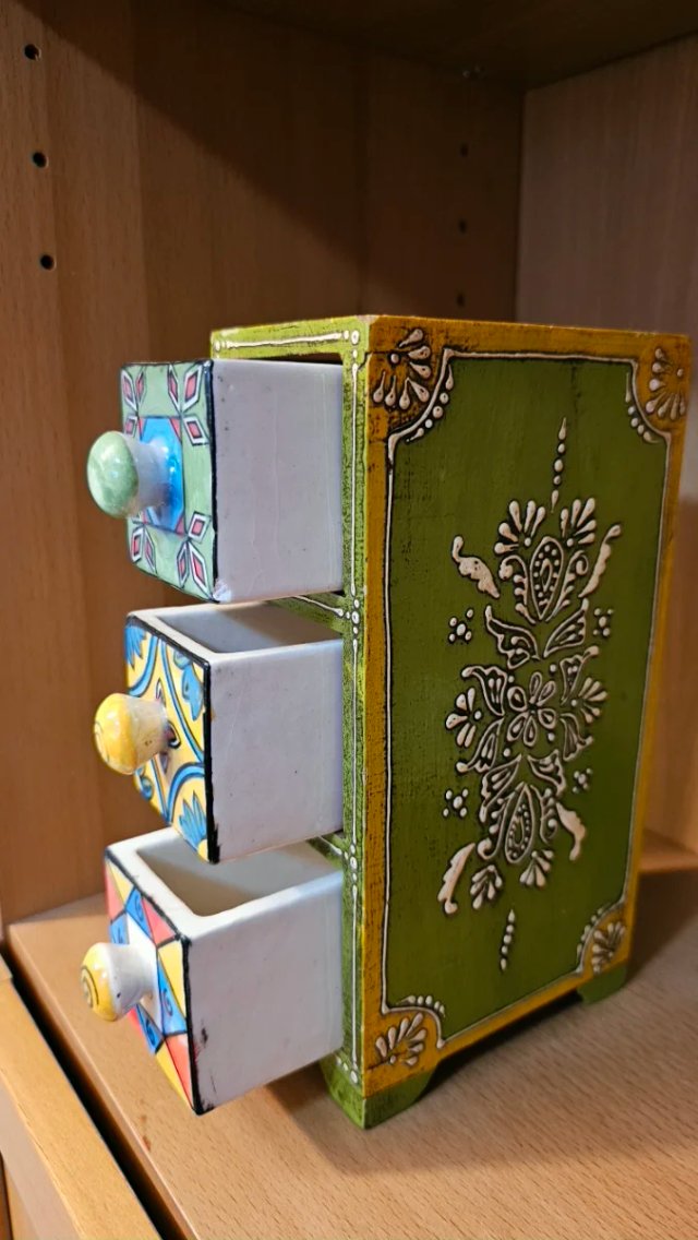Mini cajonera joyero artesanal 3 cajones