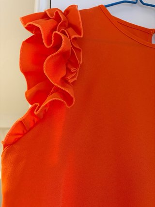 Blusa SHEIN naranja volantes manga corta talla M