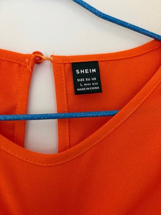 Blusa SHEIN naranja volantes manga corta talla M