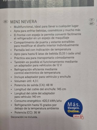 Mini nevera portatil SilverCrest