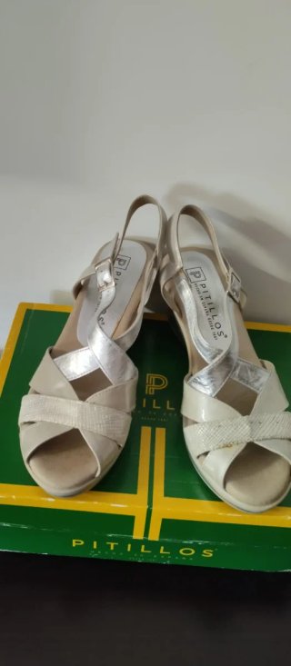 Sandalias Pitillos Talla 39 Beige/Plata