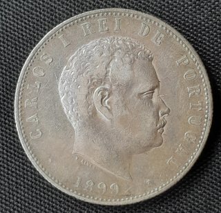 Moneda argento 1000 reis 1899 Carlos I portoghese certificato
