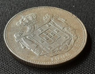 Moneda argento 1000 reis 1899 Carlos I portoghese certificato