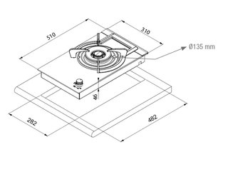 Placa de Gas WOK Pando 310x510mm
