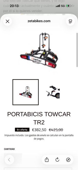 Portabicicletas TowCar TR2 para 2 e-bikes