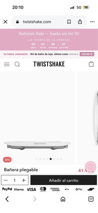 Bañera bebé Twistshake y almohada