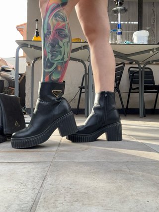 Botines Prada Plataforma Tacón Negro Talla 38