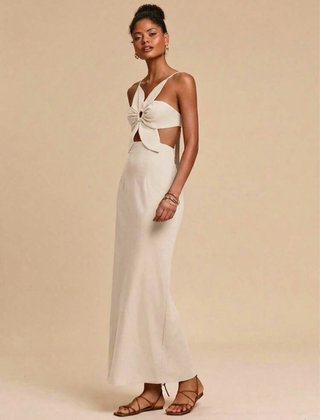 Vestido blanco largo con abertura