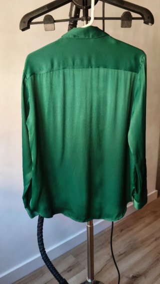 Camisa Zara Verde Esmeralda Satén Viscosa