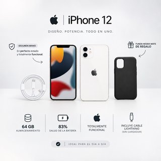 iPhone 12 Blanco 64GB | Batería 83% | Muy Cuidado