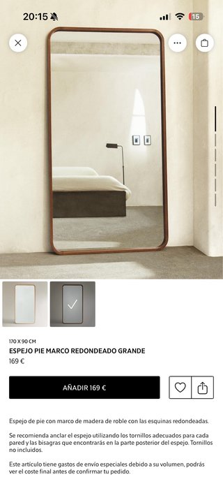 Espejo Pie Marco Redondeado Grande Zara Home